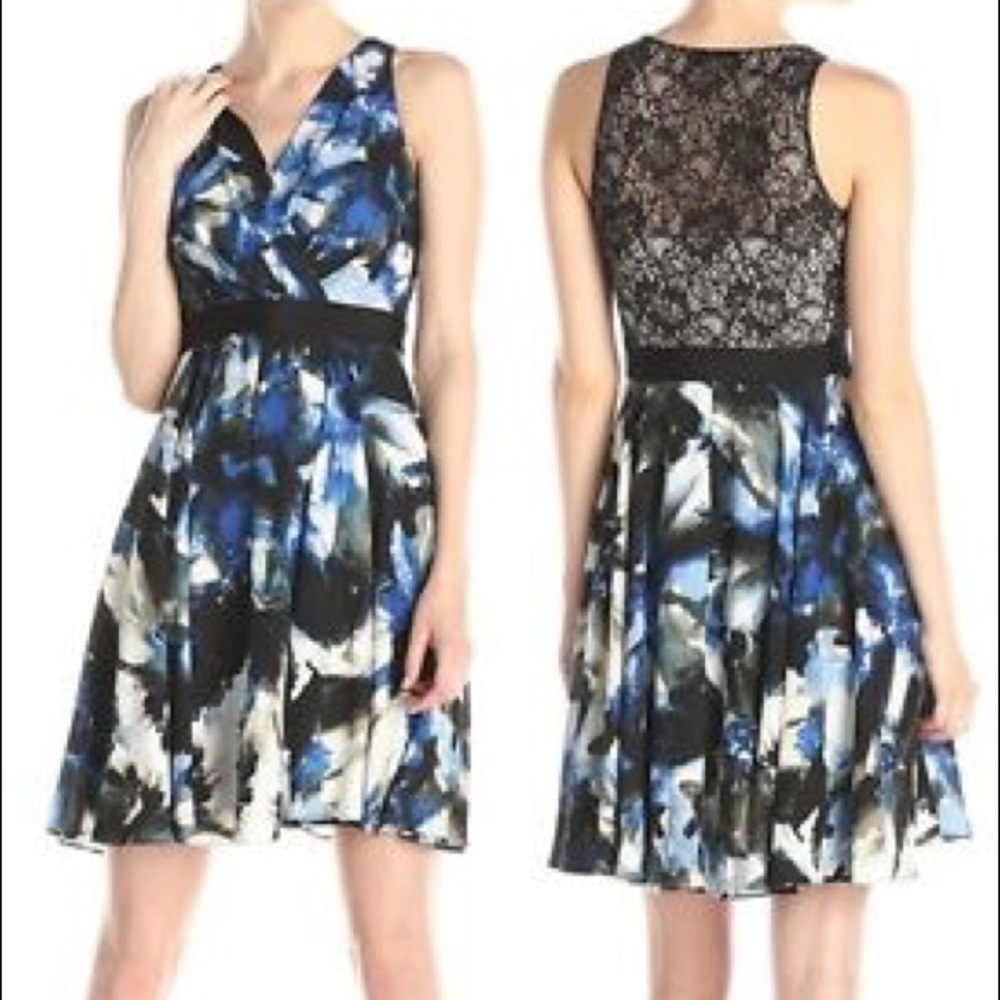 NWT Maggy London Floral Lace Back Dress Size 6